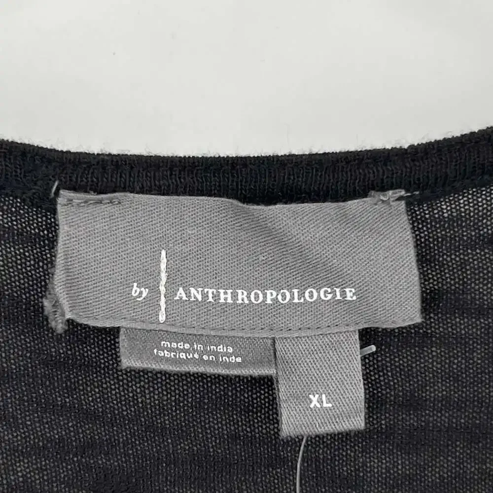 Anthropologie Black V-Neck Blouse With White Print | Women's XL